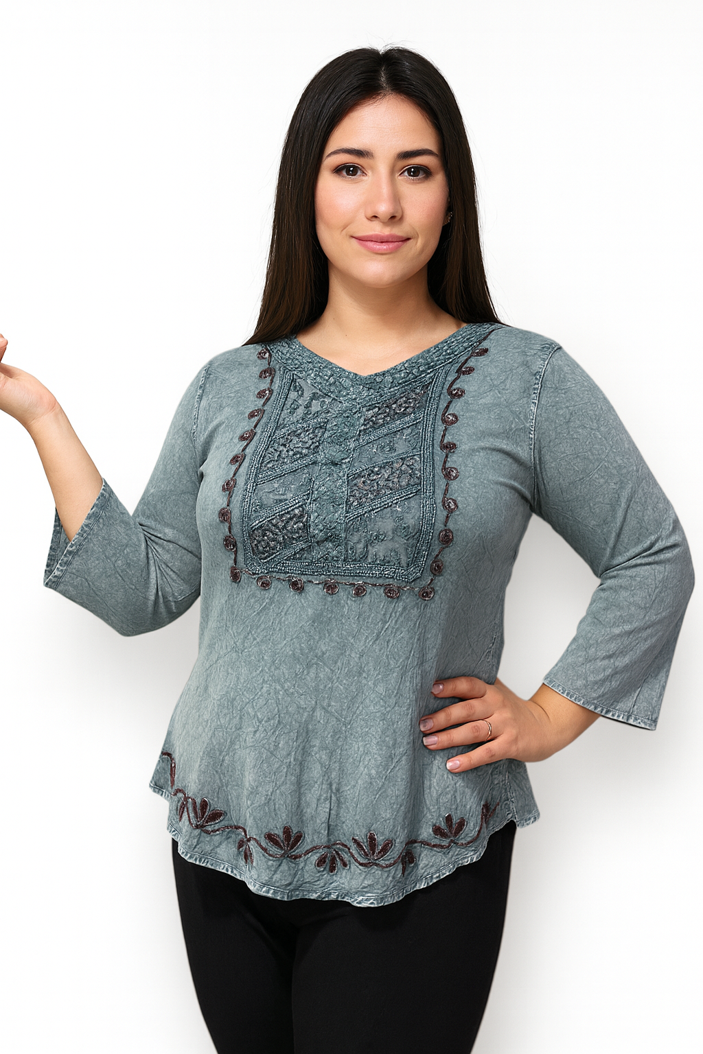 Blusa de Dama con Bordado Floral Unitalla (M)