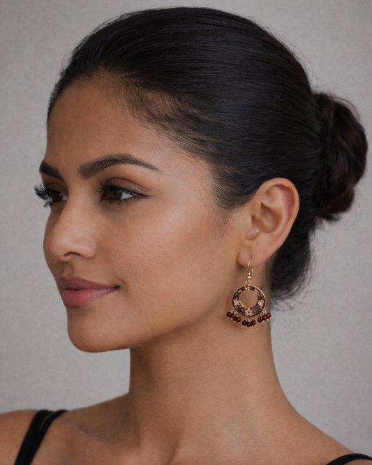 Aretes Boho Círculo Granate