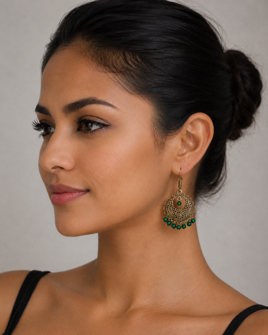 Aretes Boho Círculo Verde
