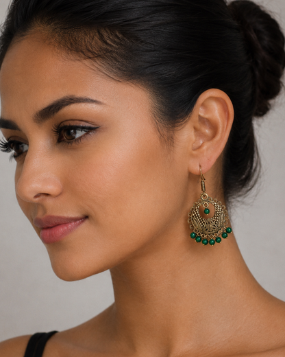 Aretes Boho Círculo Verde