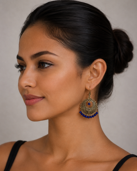 Aretes Boho Círculo Verde Azul