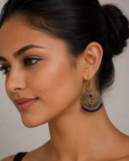 Aretes Boho Círculo Verde Azul
