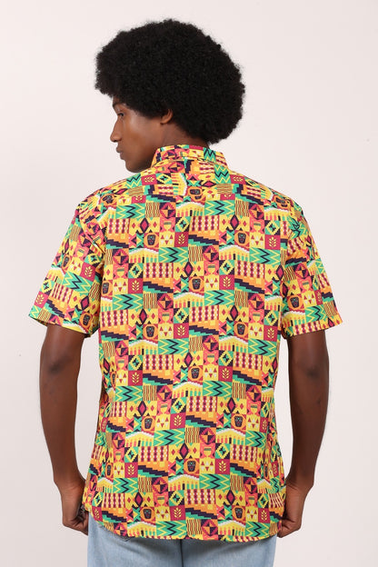 Camisa de Hombre Afrocaribeño de Botones