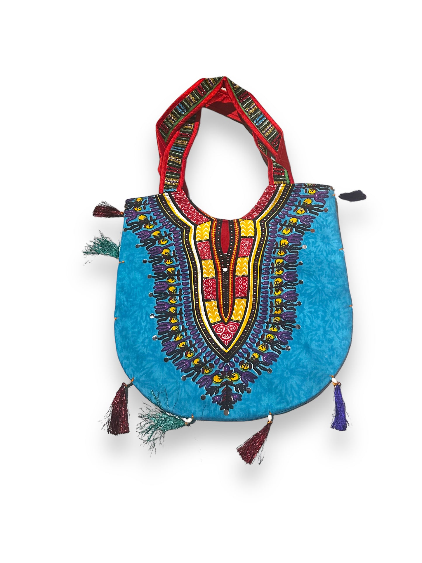 Bolso Cartera Azul con Estampado Afrodescendiente