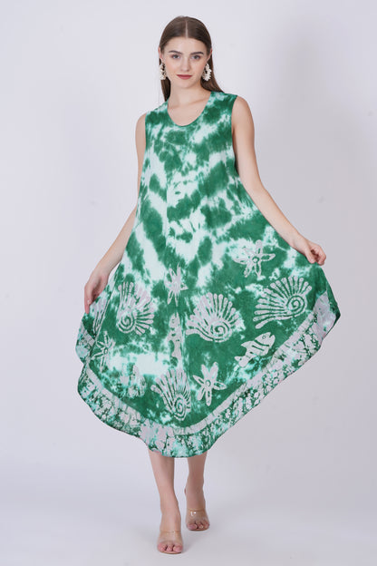 Vestido de Dama Largo Estampado Verde sin mangas