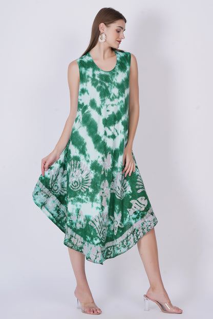 Vestido de Dama Largo Estampado Verde sin mangas