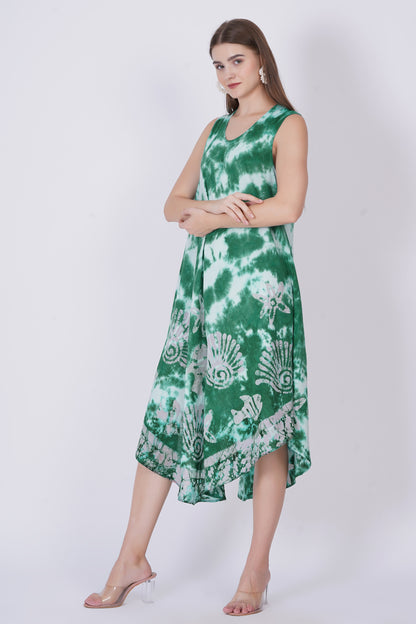 Vestido de Dama Largo Estampado Verde sin mangas