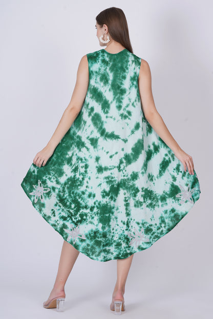 Vestido de Dama Largo Estampado Verde sin mangas