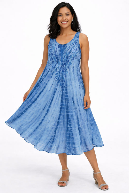Amara Flowy Tie-Dye Elegant Blue Dress