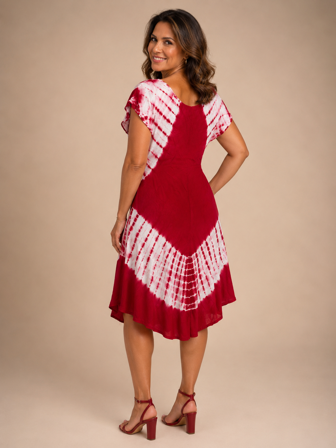 Vestido Eshana Rojo Estampado Tie Dye
