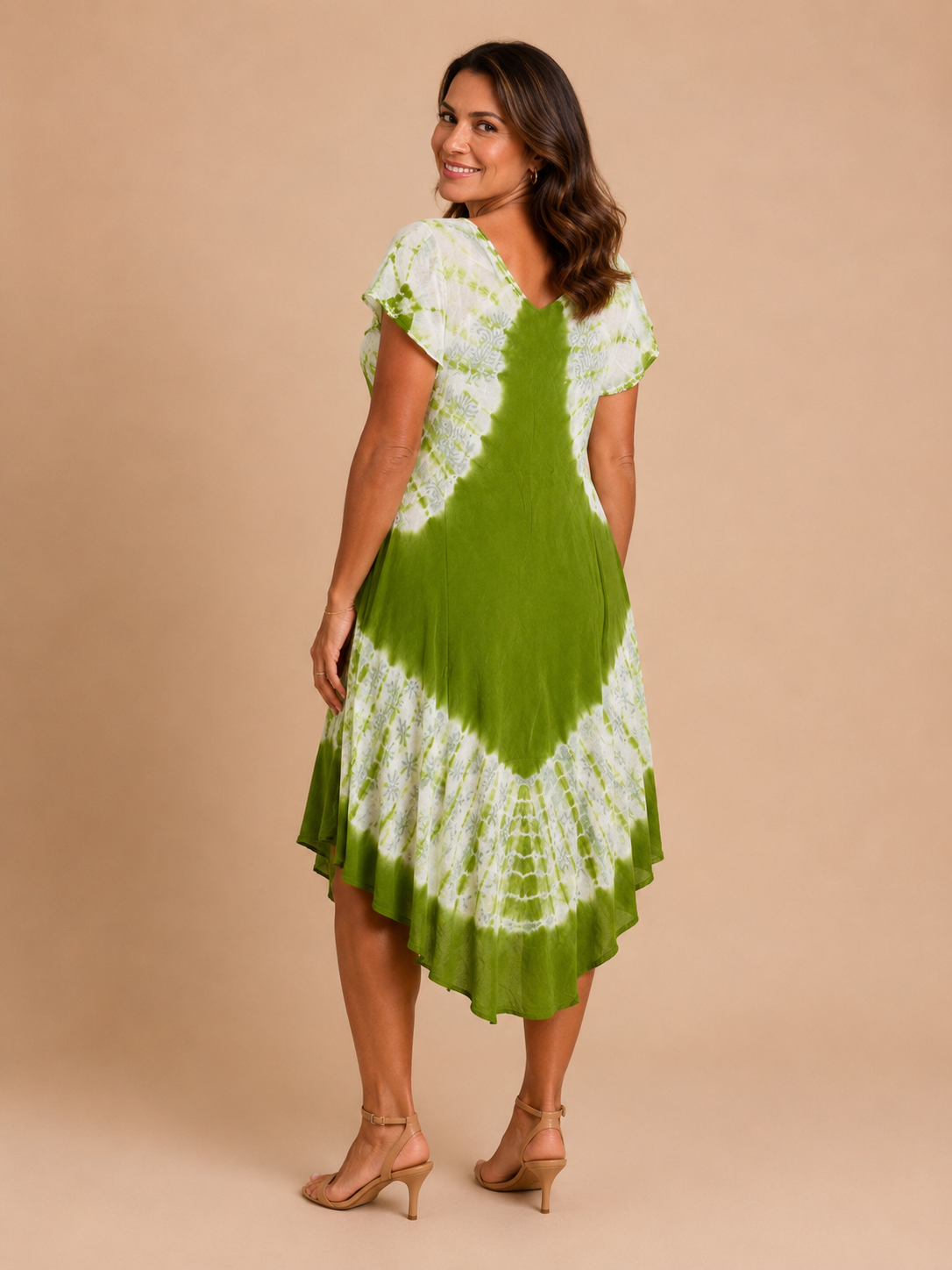 Vestido Eshana Verde Estampado Tie Dye
