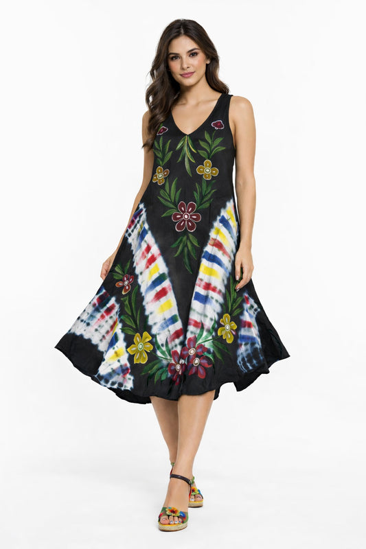 Vibrant Floral Tie-Dye Ishani Dress