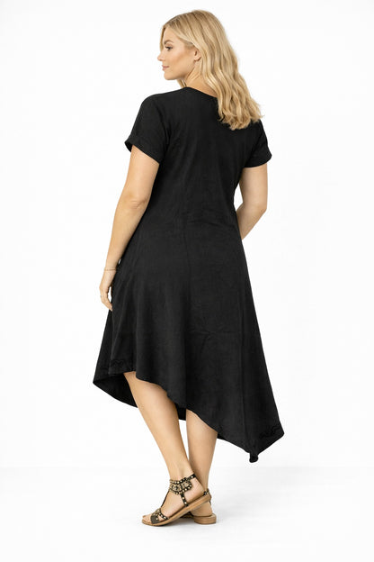 Vestido Saanvi Negro Estampado Bohemio
