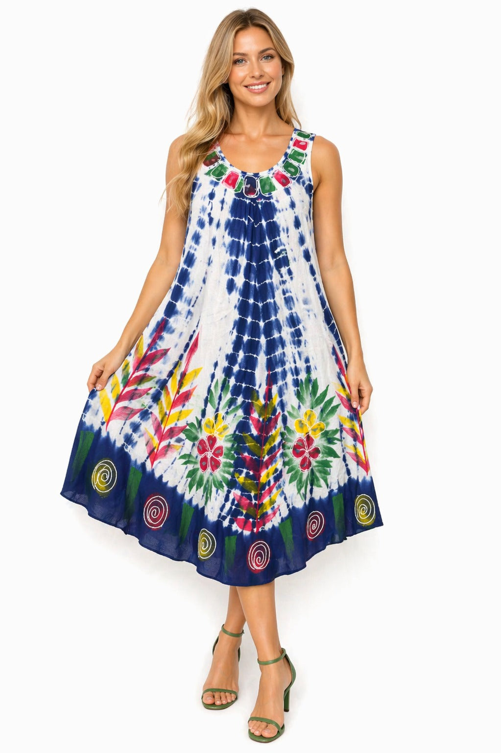 Vestido Aditi Azul Y Blanco Tie Dye