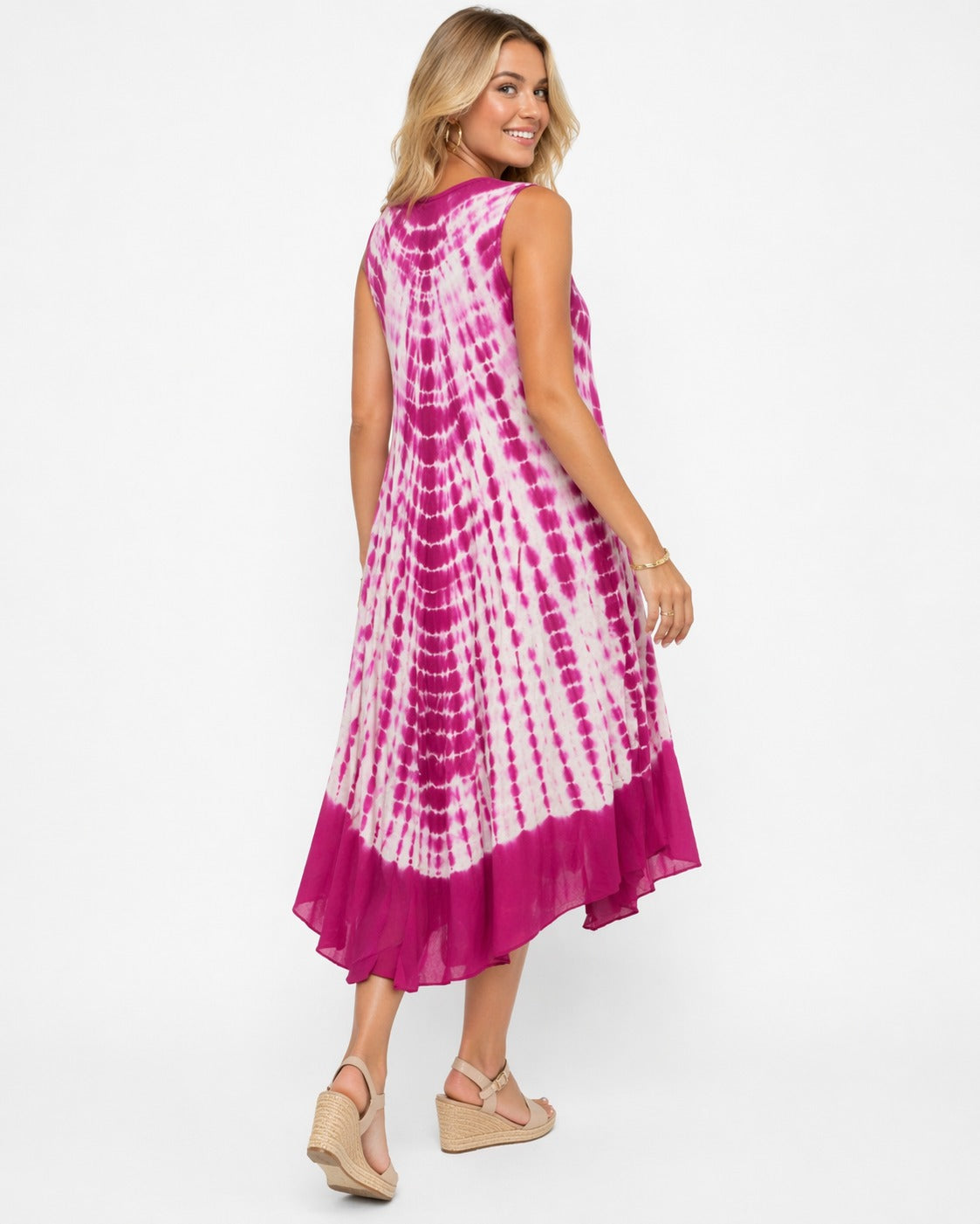 Vestido Aditi Rosado Y Blanco Tie Dye