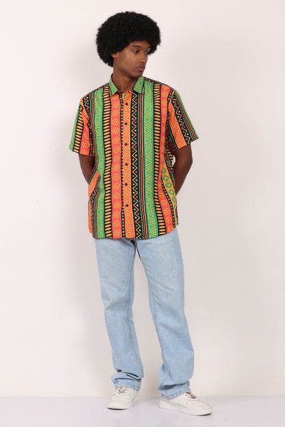 Camisa de Hombre Afrocaribeño de Botones
