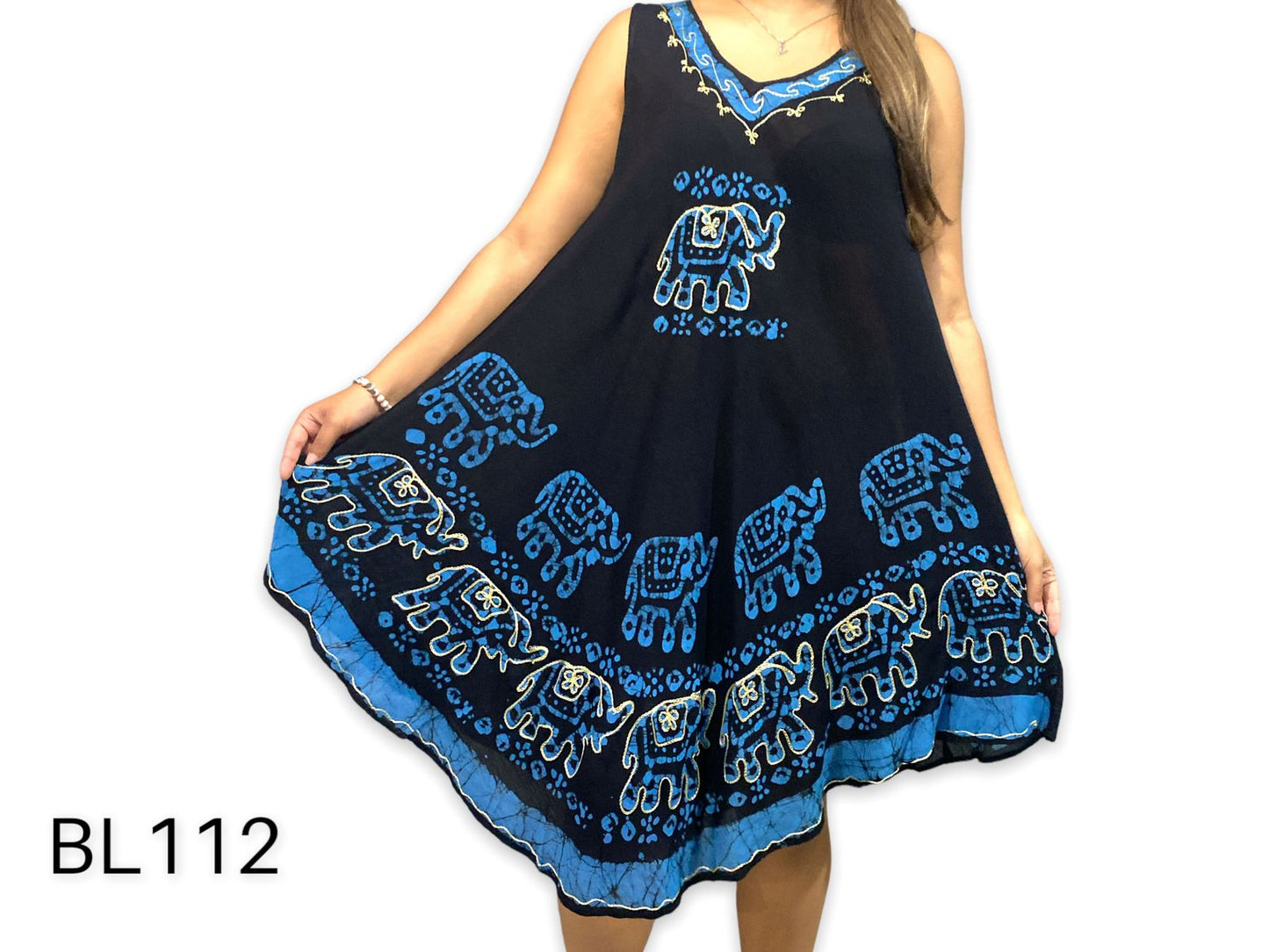 Bata de Dama con Estampado de Elefantes sin mangas