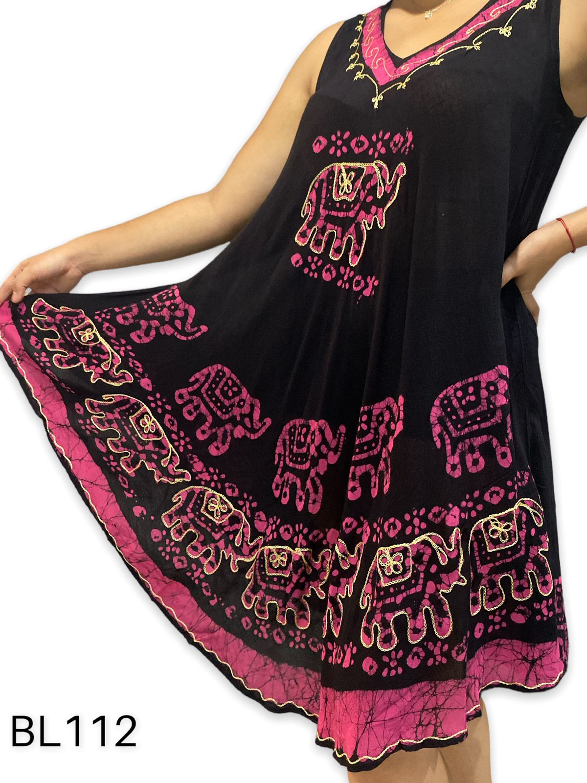 Bata de Dama con Estampado de Elefantes sin mangas