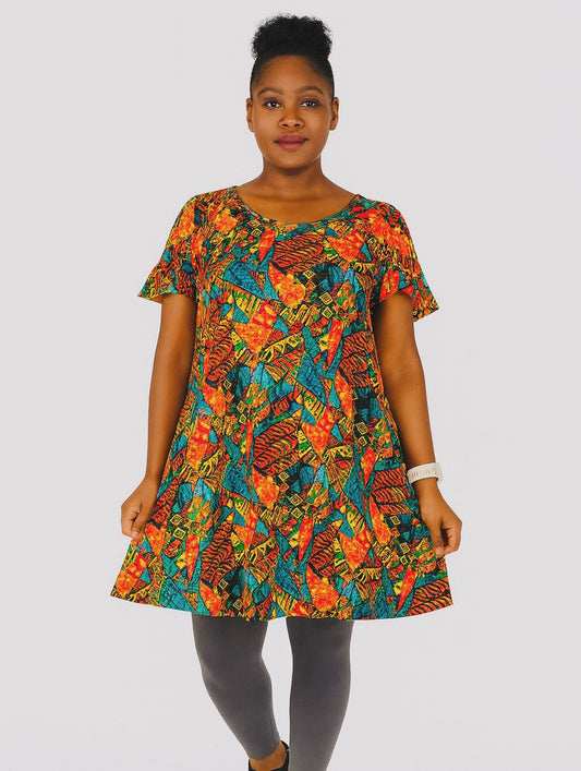 Vestido Afrodescendiente de Dama con mangas Afrocaribeña