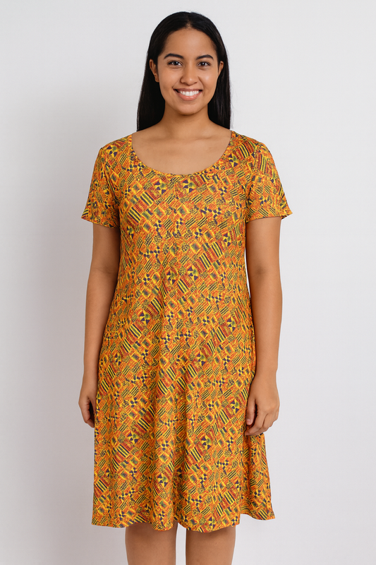 Vestido Afrodescendiente de Dama con mangas Afrocaribeña