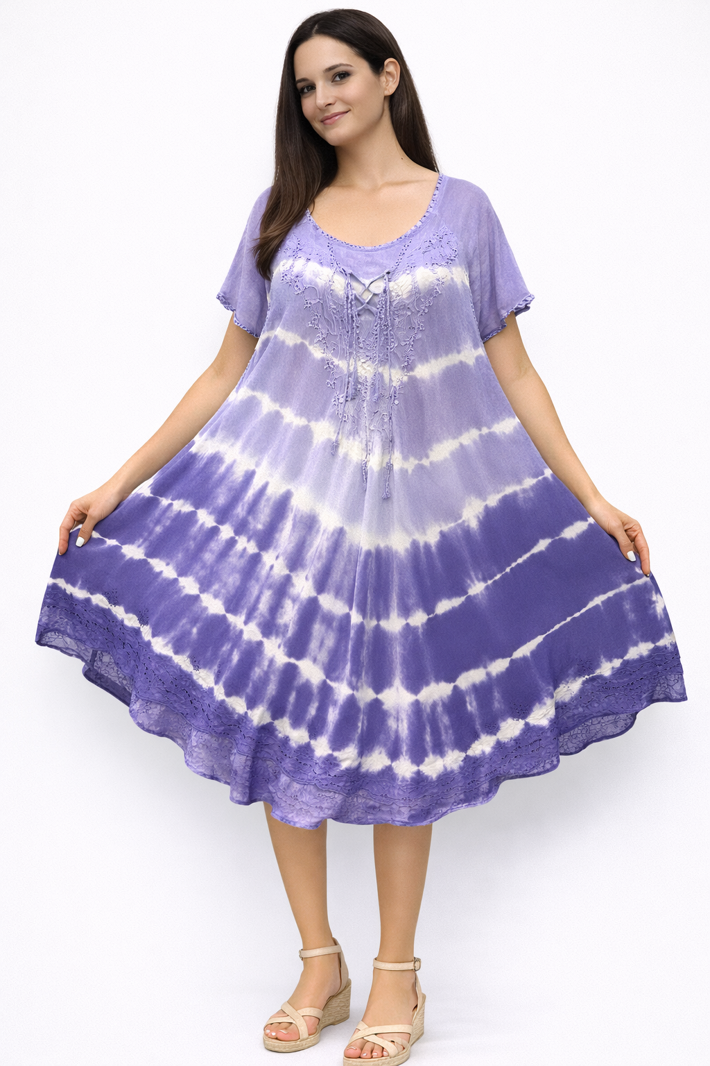 Vestido de Dama Morado Veteado con mangas