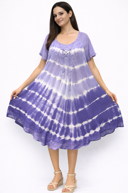 Vestido de Dama Morado Veteado con mangas