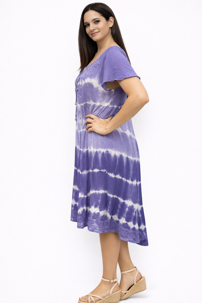 Vestido de Dama Morado Veteado con mangas