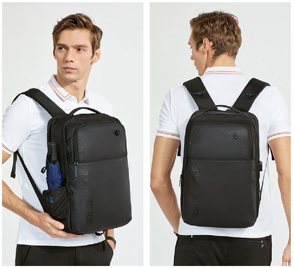 Bulto Mochila de Viaje Golden Wolf Negro 15,6''