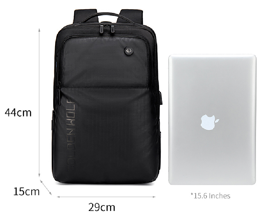 Bulto Mochila de Viaje Golden Wolf Negro 15,6''