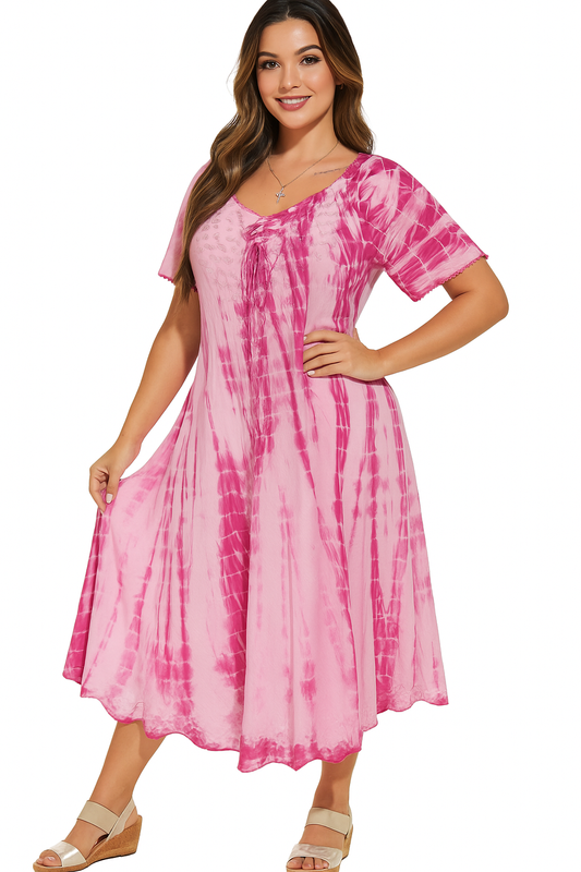 Vestido de dama con mangas rosado