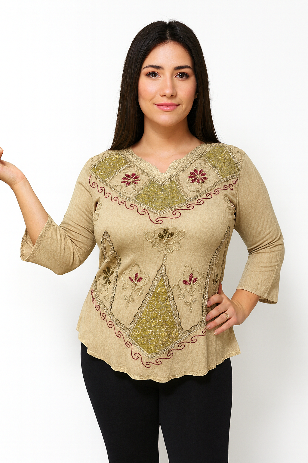 Blusa de Dama con Bordado Floral Unitalla (M)