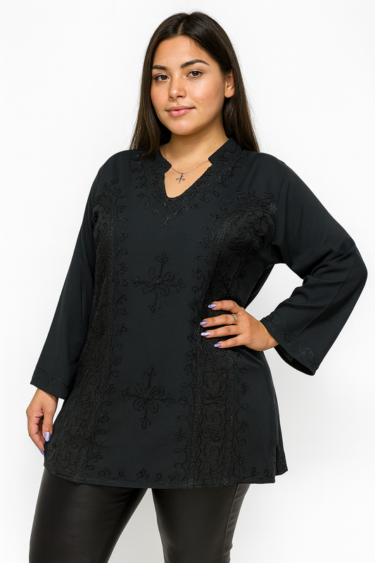 Blusa de Dama con Bordado Floral Unitalla (M) APA5002