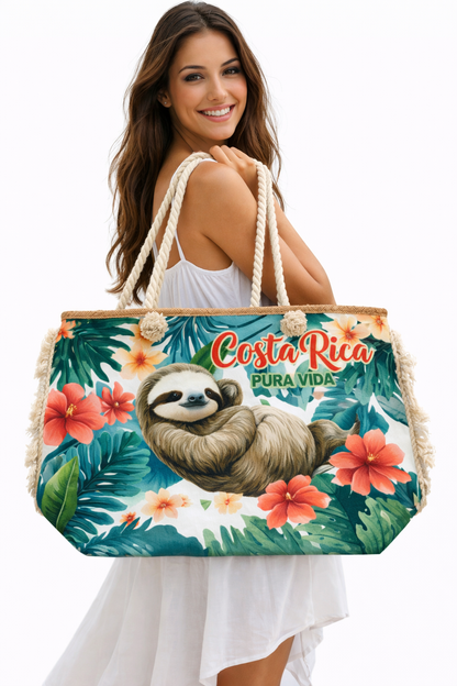 Bolso Oso Perezoso Con Flores De Hibisco