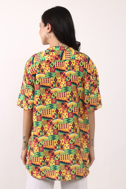 Blusa Afrocaribeña de Dama con botones