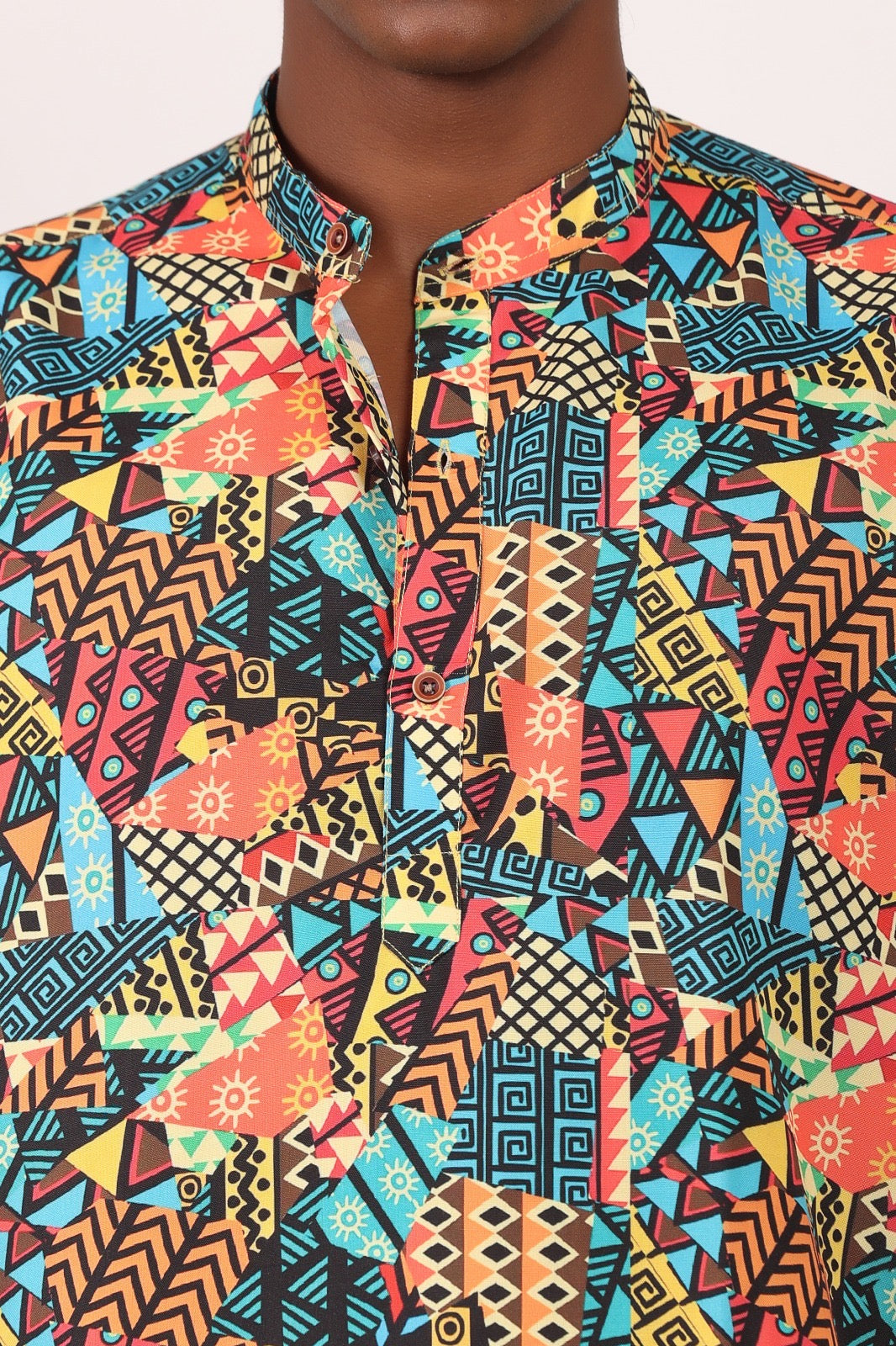 Camisa de Hombre Afrocaribeño de Botones Cuello - Moda Afrodescendiente