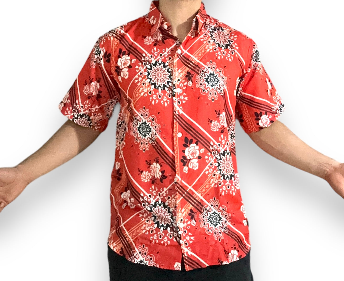 Camisa Estampada de Caballero de Botones estilo Hawaiana Playera Caribeña