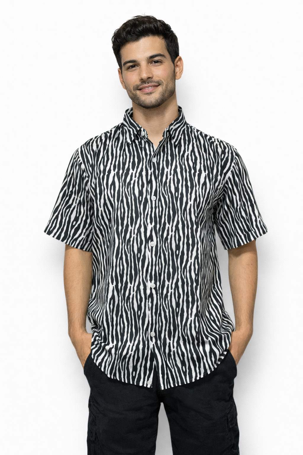 Camisa Estampada de Caballero de Botones estilo Hawaiana Playera Caribeña