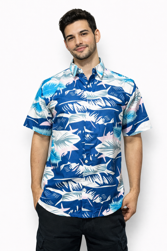 Camisa Estampada de Caballero de Botones estilo Hawaiana Playera Caribeña