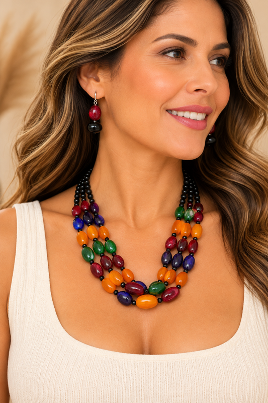 Collar Multicolor Maya con Aretes