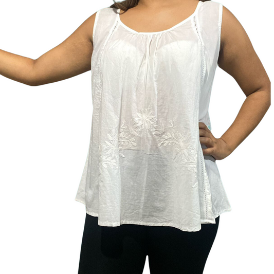 Blusa Blanca de Dama sin mangas CT306