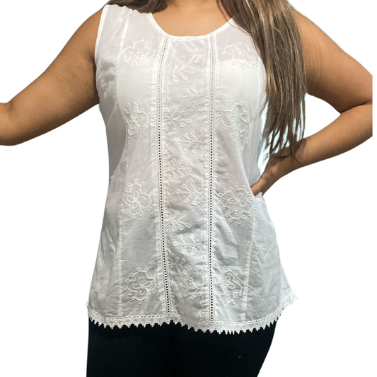 Blusa Blanca de Dama sin mangas CT308