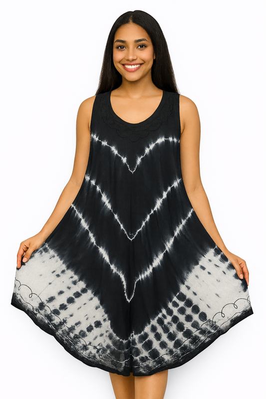Printed Black Dress | One Size