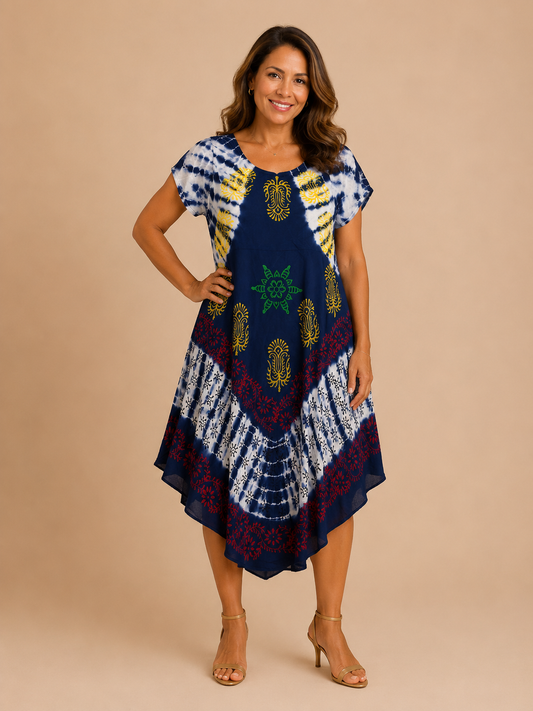 Vestido Eshana Azul Estampado Tie Dye