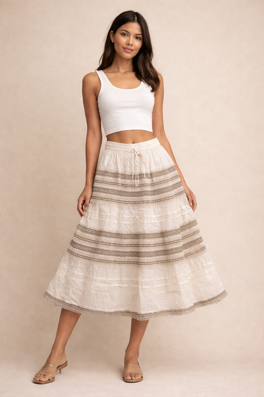 Boho-Chic Beige Skirt