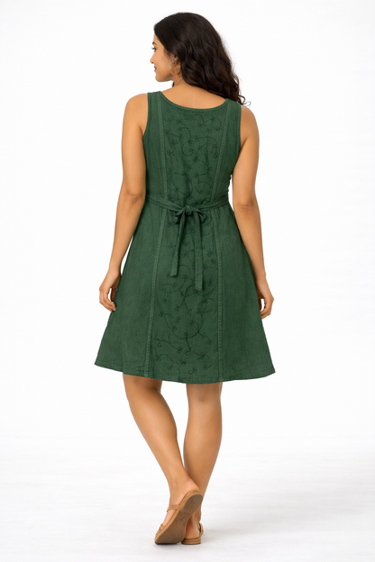 Vestido Verde Bordado Floral Unitalla