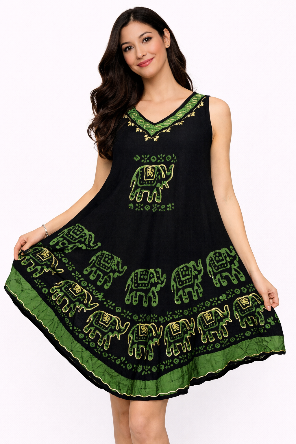 Green Elephant Print Blouse | One Size