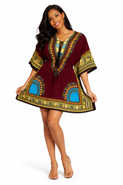 Blusa Kaftán Café Estilo Africano