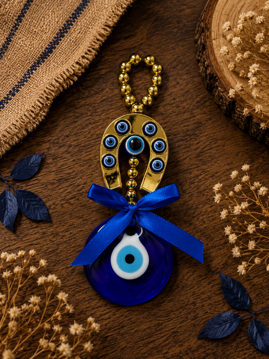Amuleto Herradura Ojo Turco Azul