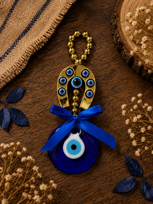Amuleto Herradura Ojo Turco Azul