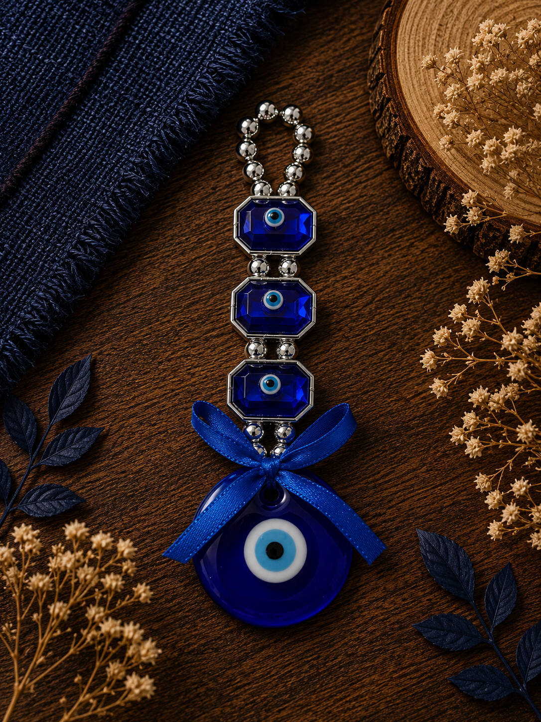 Amuleto Triple Ojo Turco Azul
